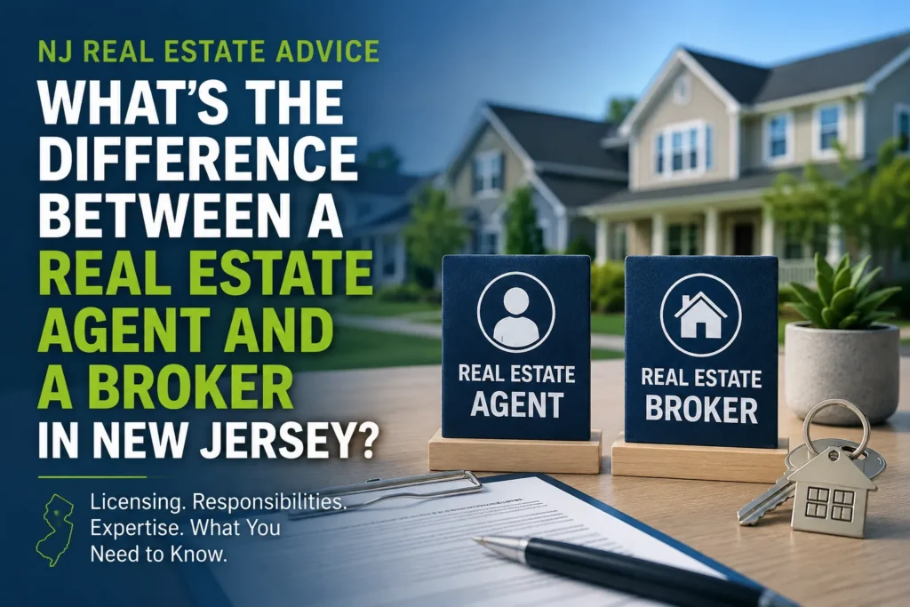 are real estate agent and broker different in new jersey?